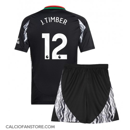 Maglia Calcio Arsenal Jurrien Timber #12 Seconda Divisa Bambino 2024-25 Manica Corta (+ pantaloncini)